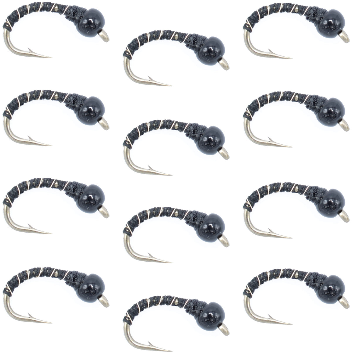 Black Zebra Midge - 1 Dozen - Size 20 - Tailwater and Lake Fishing Fli