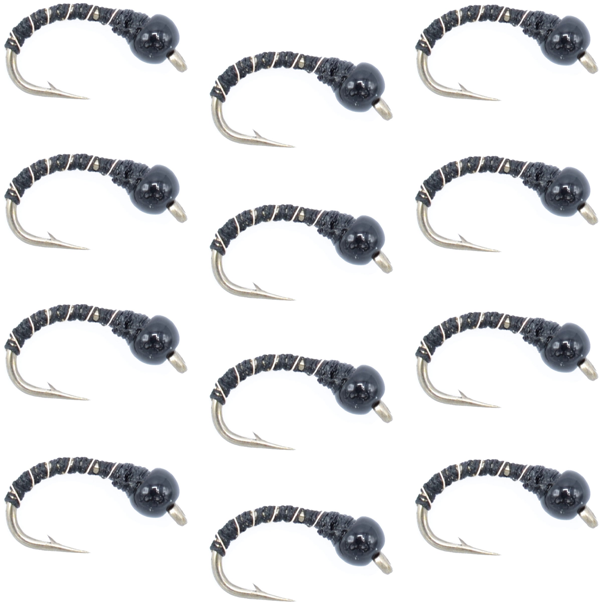 Black Zebra Midge - 1 Dozen - Size 20 - Tailwater and Lake Fishing Flies