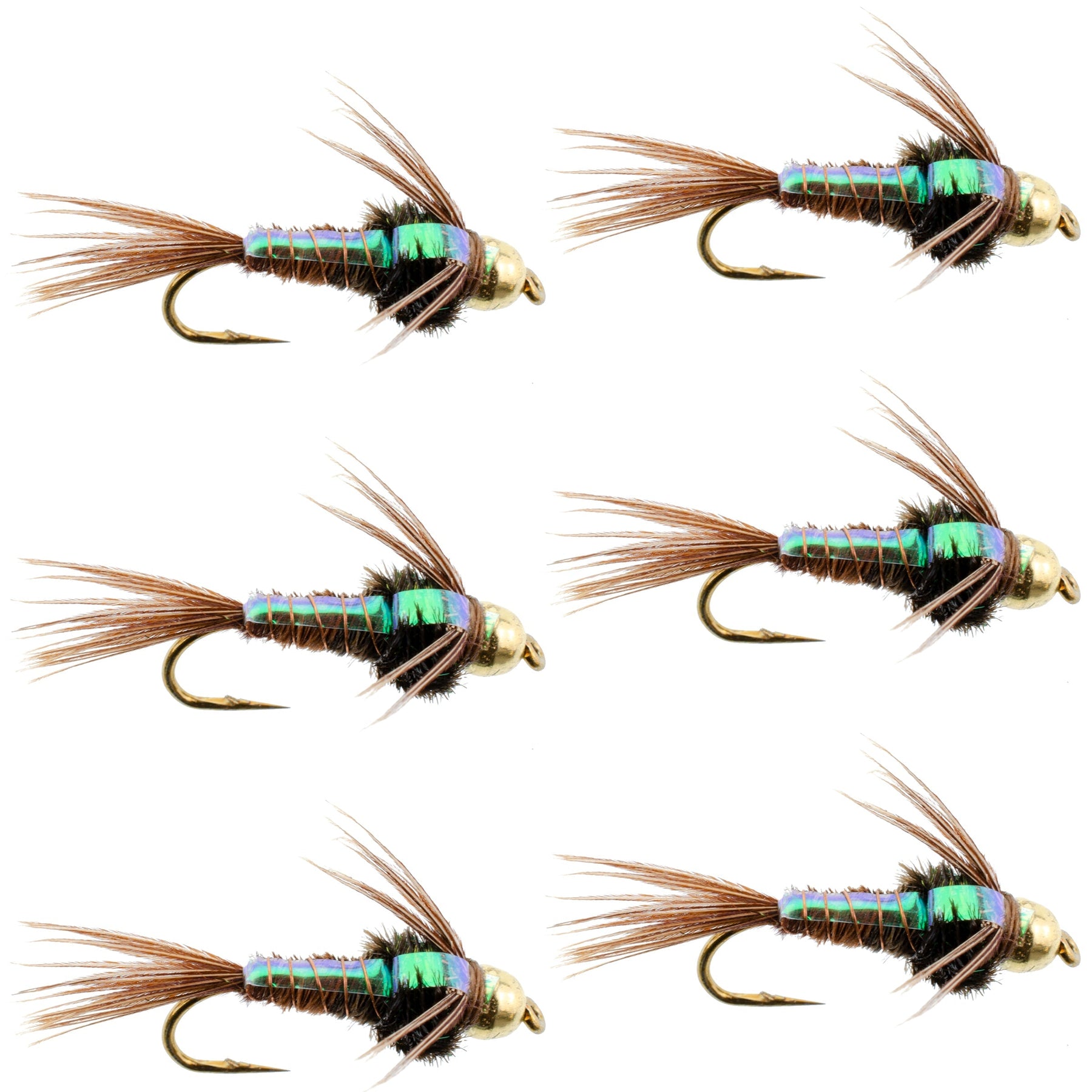 Bead Head Flash Back Pheasant Tail Nymph Fly Fishing Flies - 6 Flies H ...