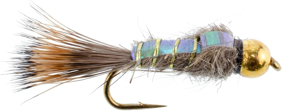 3 Pack Gold Bead Head Flash Back Gold Ribbed Hare's Ear Nymph Fly Fishing Flies Hook Size 14