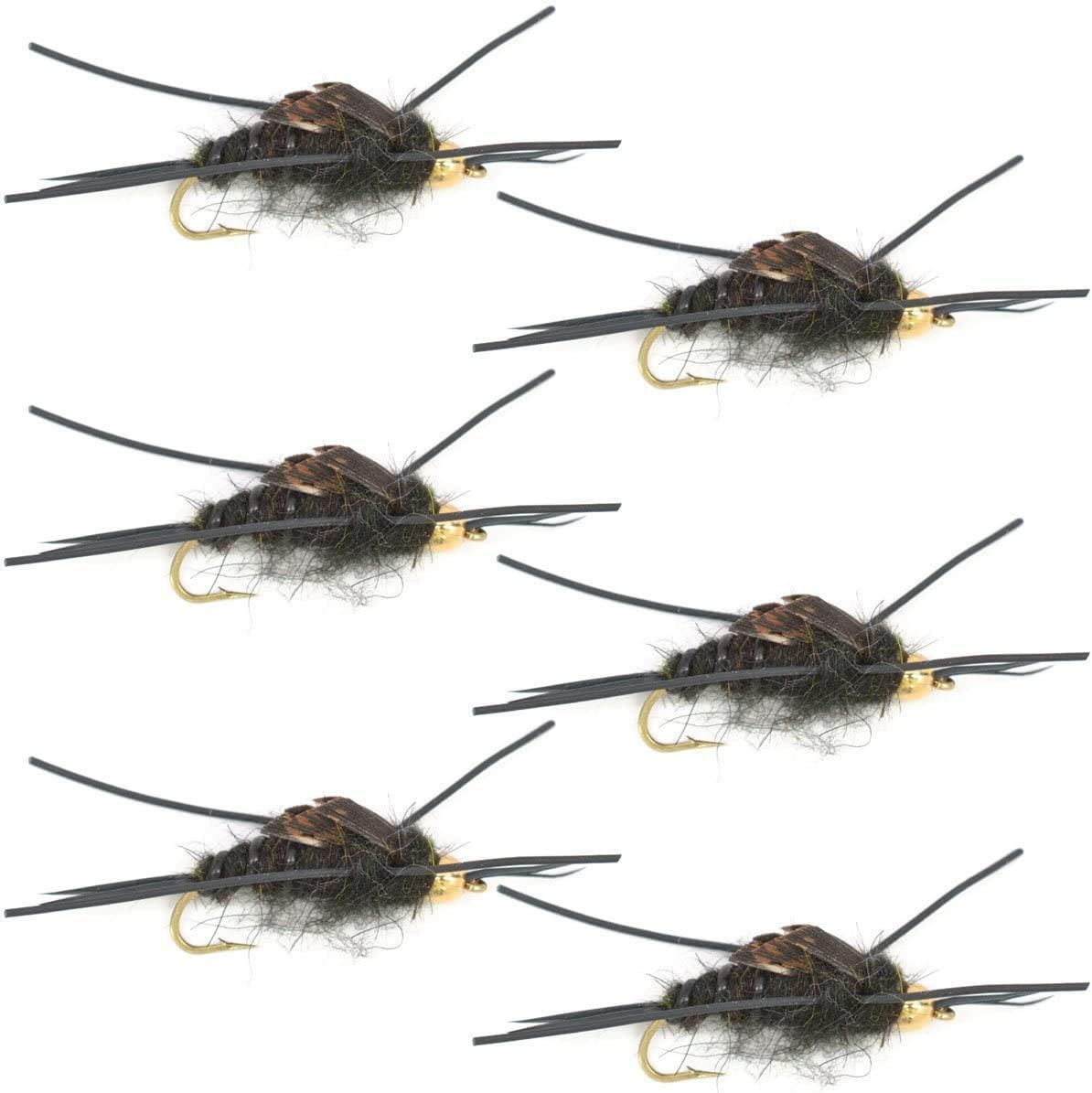Gold Bead Kaufmann's Black Stone Fly with Rubber Legs - Stonefly Wet F ...