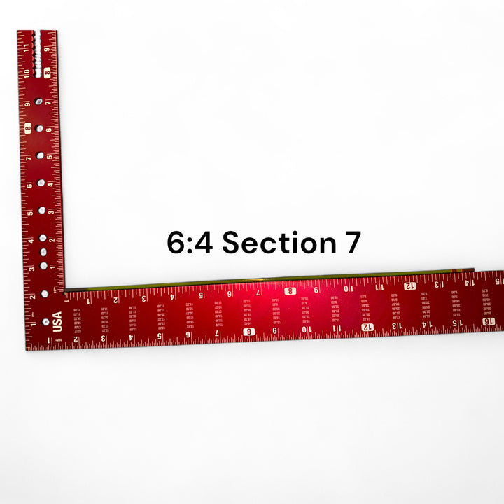 Wasatch Tenkara Rods Baby RodZilla 6:4 Section 7 replacement part shown against a measuring square for scale—green carbon fiber rod segment for ultralight tenkara fly fishing rod repair.