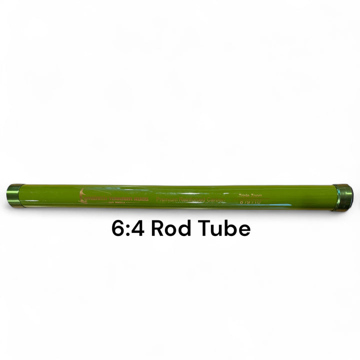 Wasatch Tenkara Rods Baby RodZilla 6:4 green rod tube for triple zoom 8' / 9' / 10' tenkara rod, made of durable reinforced material—protective hard case for safe transport and storage.