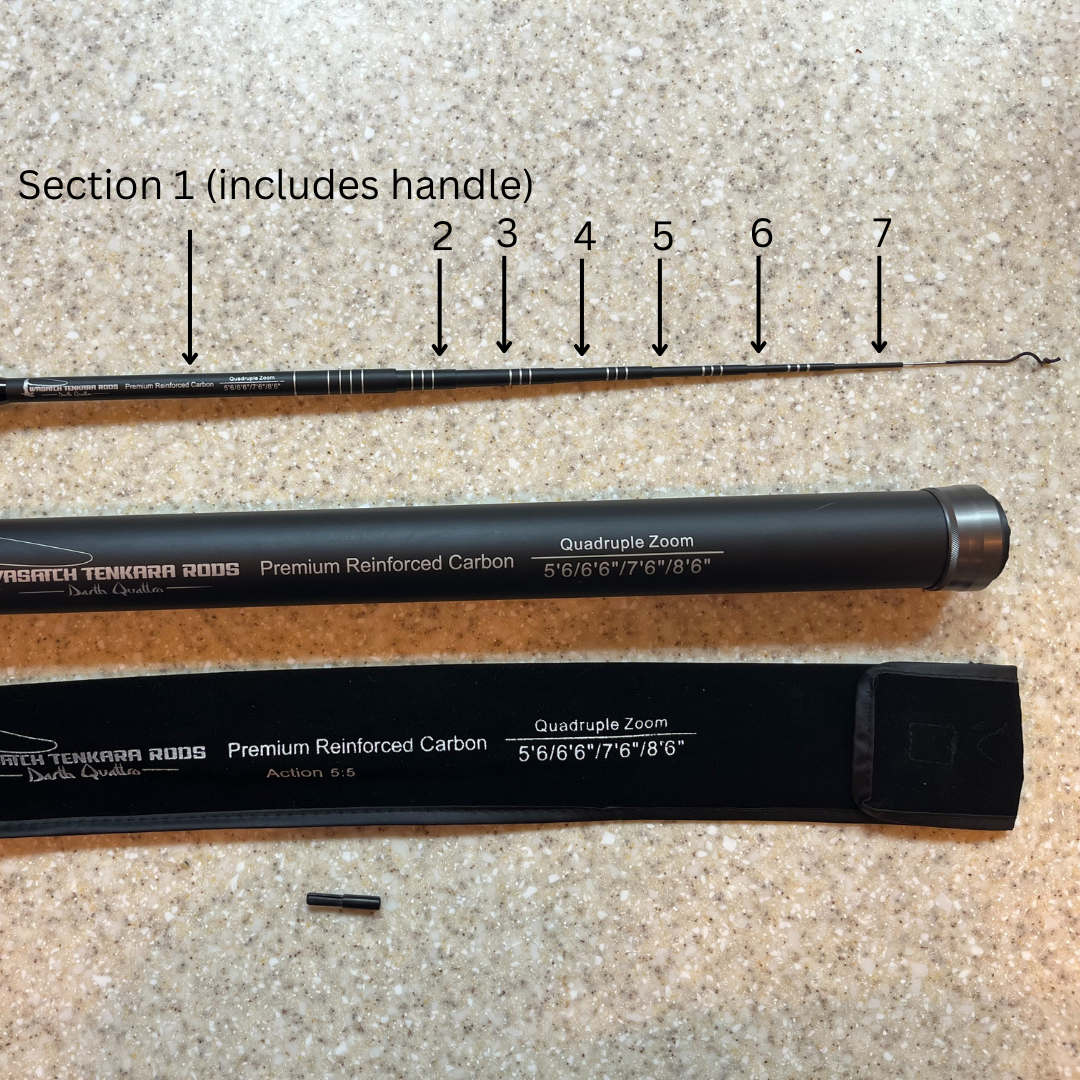 These are the replacement parts for the Darth Quattro Wasatch Tenkara Rod.